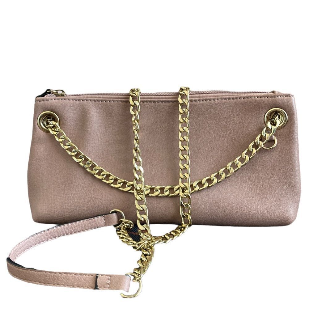 Pink Faux Leather Crossbody Bag